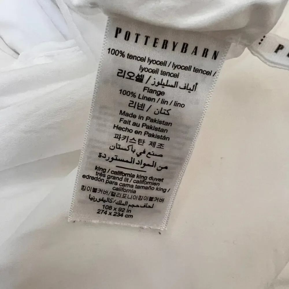 Pottery Barn King/Cal. King Duvet Cover White 108 x 92 in Tencel Lyocell Linen